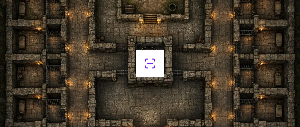 Dungeon battle map preview for VTT preparation in Studio